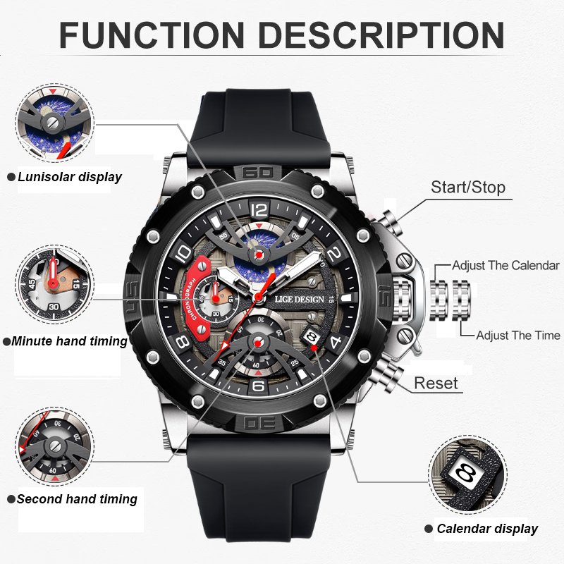 LIGE Top Brand Luxury Men Watc - Smartwatch Branded Watches For Men 评论和价格