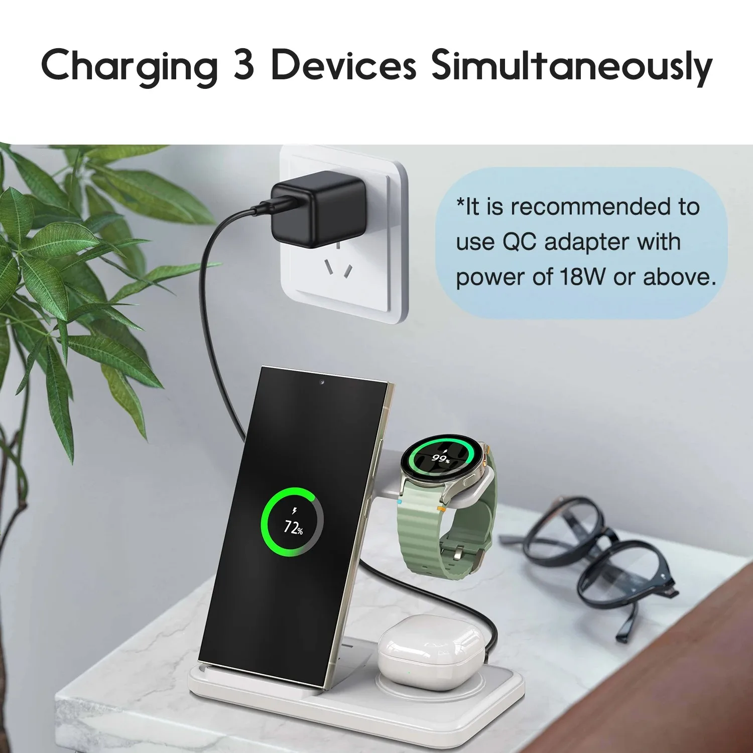 Desktop 3-in-1 Wireless Charge - Smartwatch Watches Compatible With Iphone 评论和价格