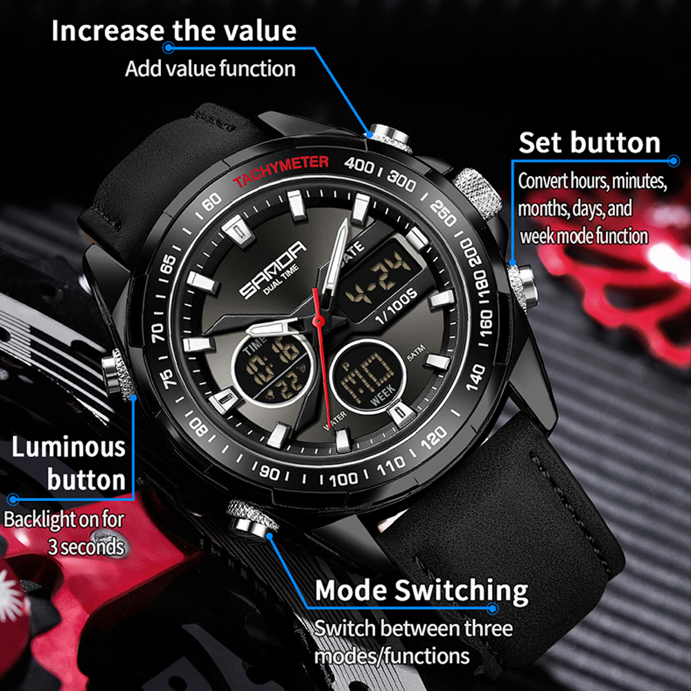 SANDA Luxury Chronograph Men W - Smartwatch Branded Watches For Men 评论和价格