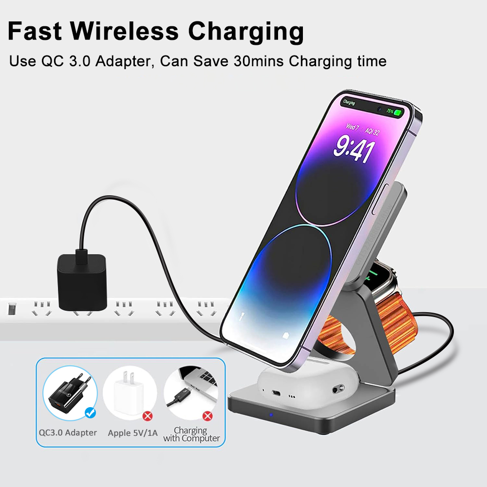 Wireless Charger 3 in 1 Foldab - Smartwatch Watches Compatible With Iphone 评论和价格