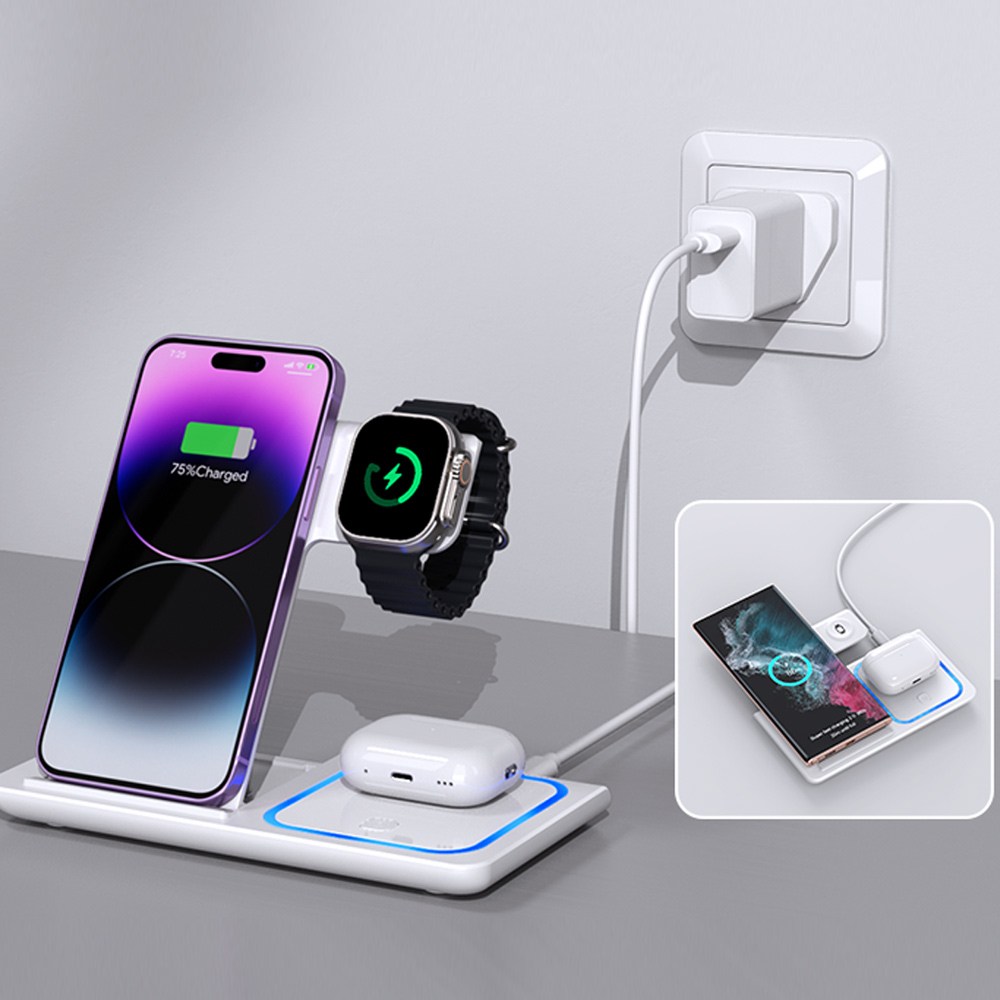 LED 3 in 1 Wireless Charger St - Smartwatch Watches Compatible With Iphone 评论和价格
