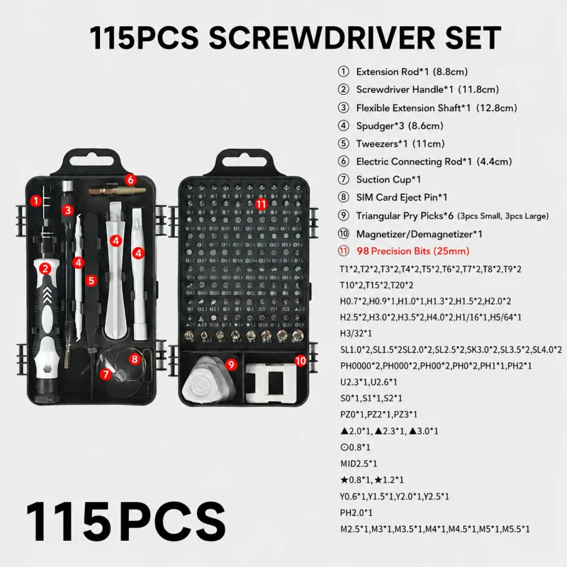 Portable 115in1 Magnetic Screw - Watchmaker Screwdriver 评论和价格